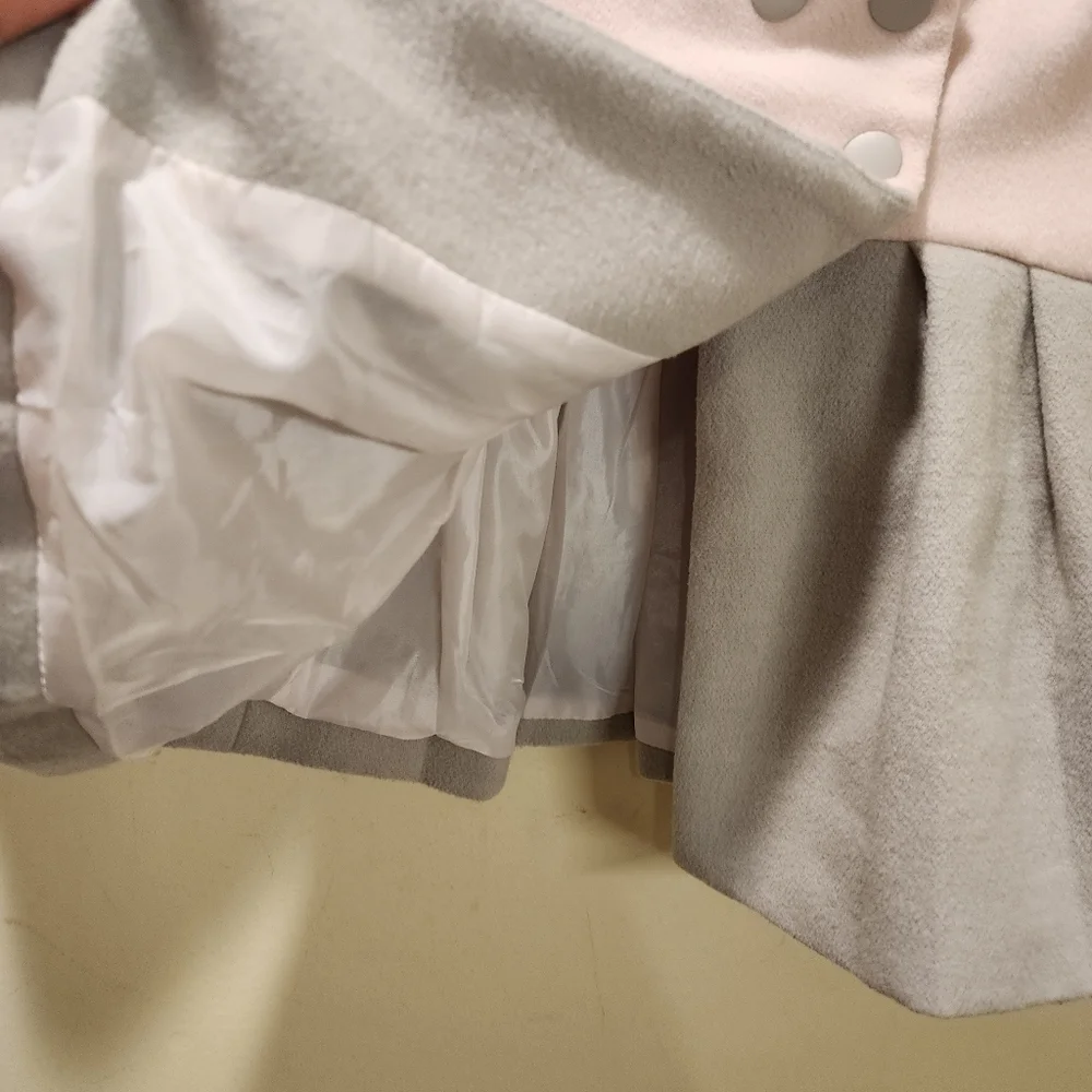 TAHARI baby Girl pink and gray Pea Coat Jacket size 12M
